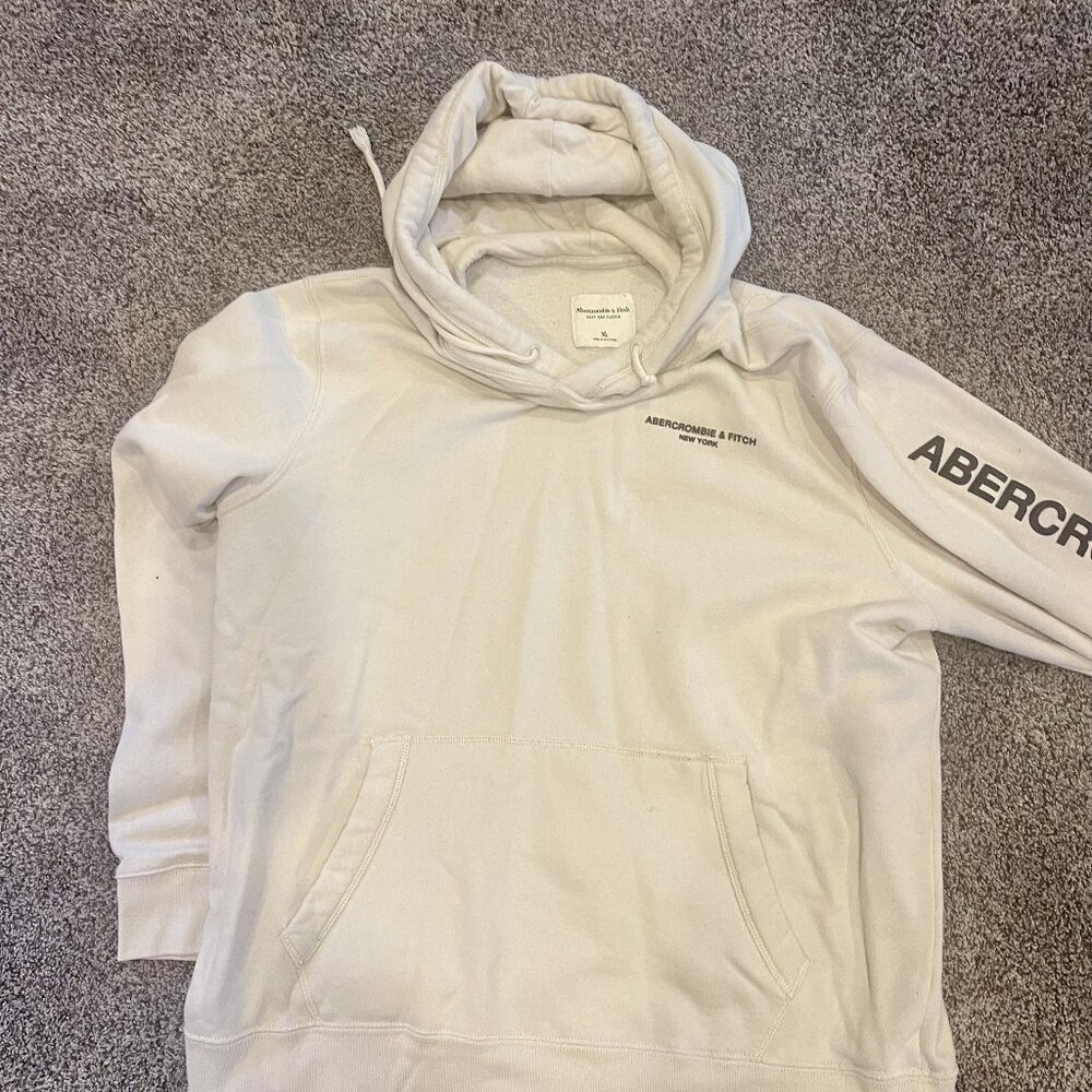 Abercrombie & Fitch Soft Fleece Hoodie XL – Cream/Off White